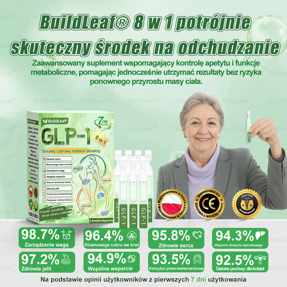 A♻️𝖮𝖋𝗶𝗰𝗷𝗮𝗹𝗻𝘆 𝘀𝗸𝗹𝗲𝗽 | 👩‍⚕️𝘽𝙪𝙞𝙡𝙙𝙇𝙚𝙖𝙛® 𝗚𝗟𝗣-𝟭 𝟖-w-𝟭 Smukły i zdrowy roztwór doustny (𝑟𝑎𝑧 𝑑𝑧𝑖𝑒𝑛𝑛𝑖𝑒, 𝑟𝑒𝑧𝑢𝑙𝑡𝑎𝑡𝑦 𝑤 7 𝑑𝑛𝑖),Wspiera odchudzanie, serce, cukrzycę, sen, jelita, stawy, a także ujędrnia skórę i dodaje energii