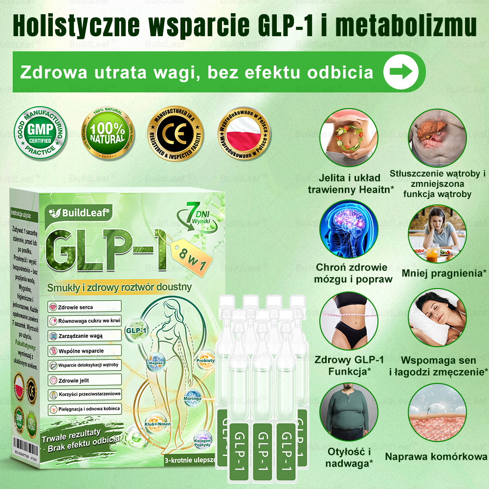 A♻️𝖮𝖋𝗶𝗰𝗷𝗮𝗹𝗻𝘆 𝘀𝗸𝗹𝗲𝗽 | 👩‍⚕️𝘽𝙪𝙞𝙡𝙙𝙇𝙚𝙖𝙛® 𝗚𝗟𝗣-𝟭 𝟖-w-𝟭 Smukły i zdrowy roztwór doustny (𝑟𝑎𝑧 𝑑𝑧𝑖𝑒𝑛𝑛𝑖𝑒, 𝑟𝑒𝑧𝑢𝑙𝑡𝑎𝑡𝑦 𝑤 7 𝑑𝑛𝑖),Wspiera odchudzanie, serce, cukrzycę, sen, jelita, stawy, a także ujędrnia skórę i dodaje energii