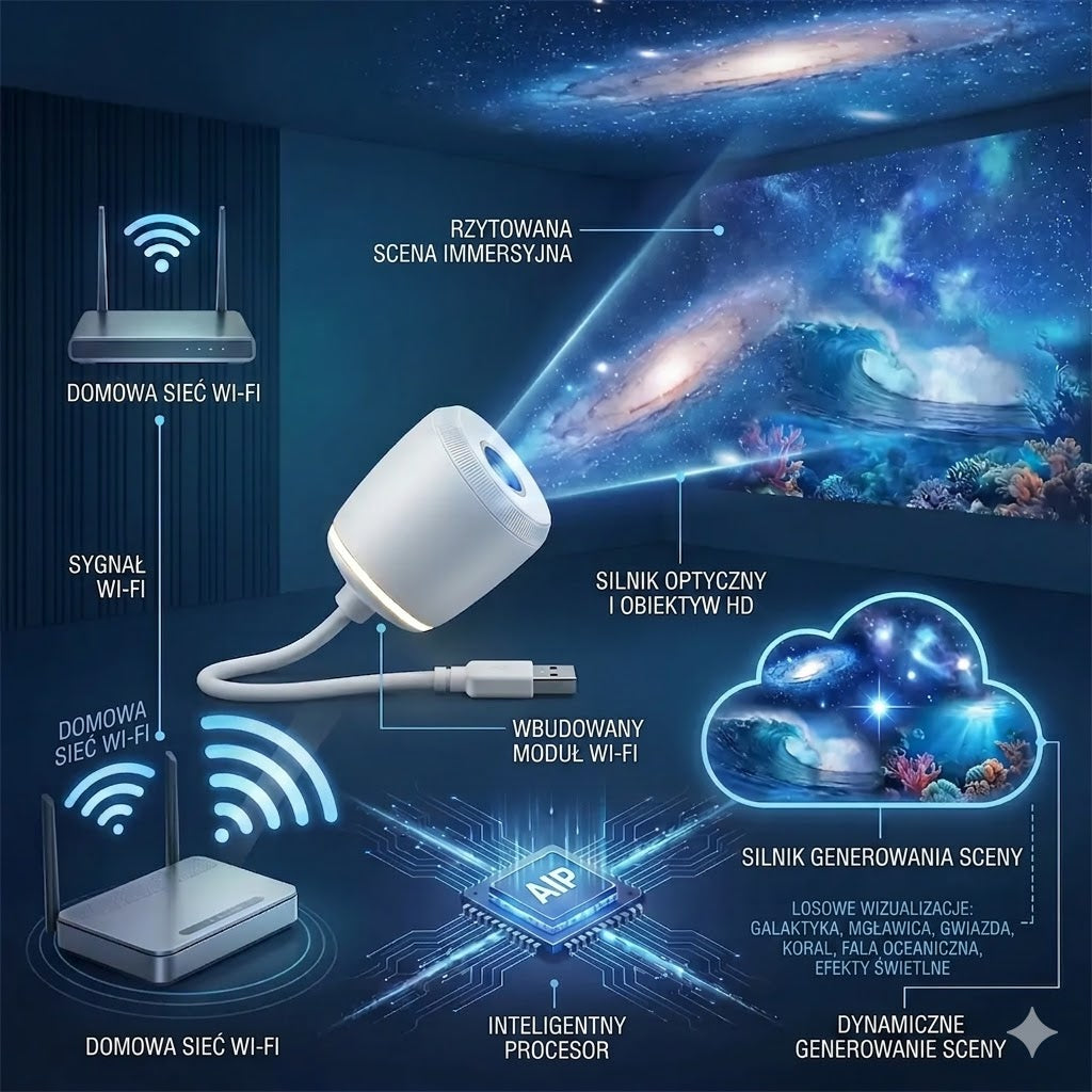 Inteligentny Projektor Gwiazd i Galaktyki 5D do Sypialni